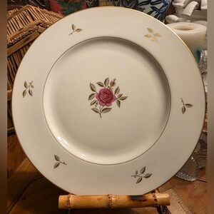 Lenox Rhodora Fine China Set 4 Dinner Plates P471 Pink Rose 24K Gold 10.5"